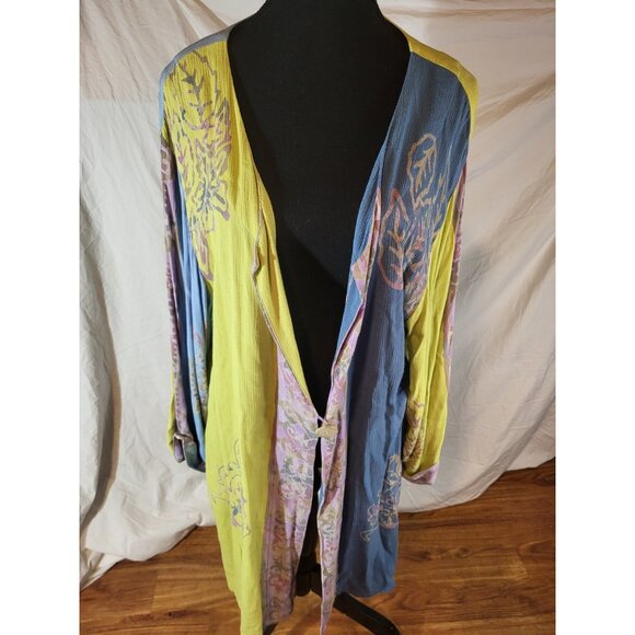 Soft Surroundings Sze Large 1 Button Multi Color Gauze Duster - Picture 1 of 7